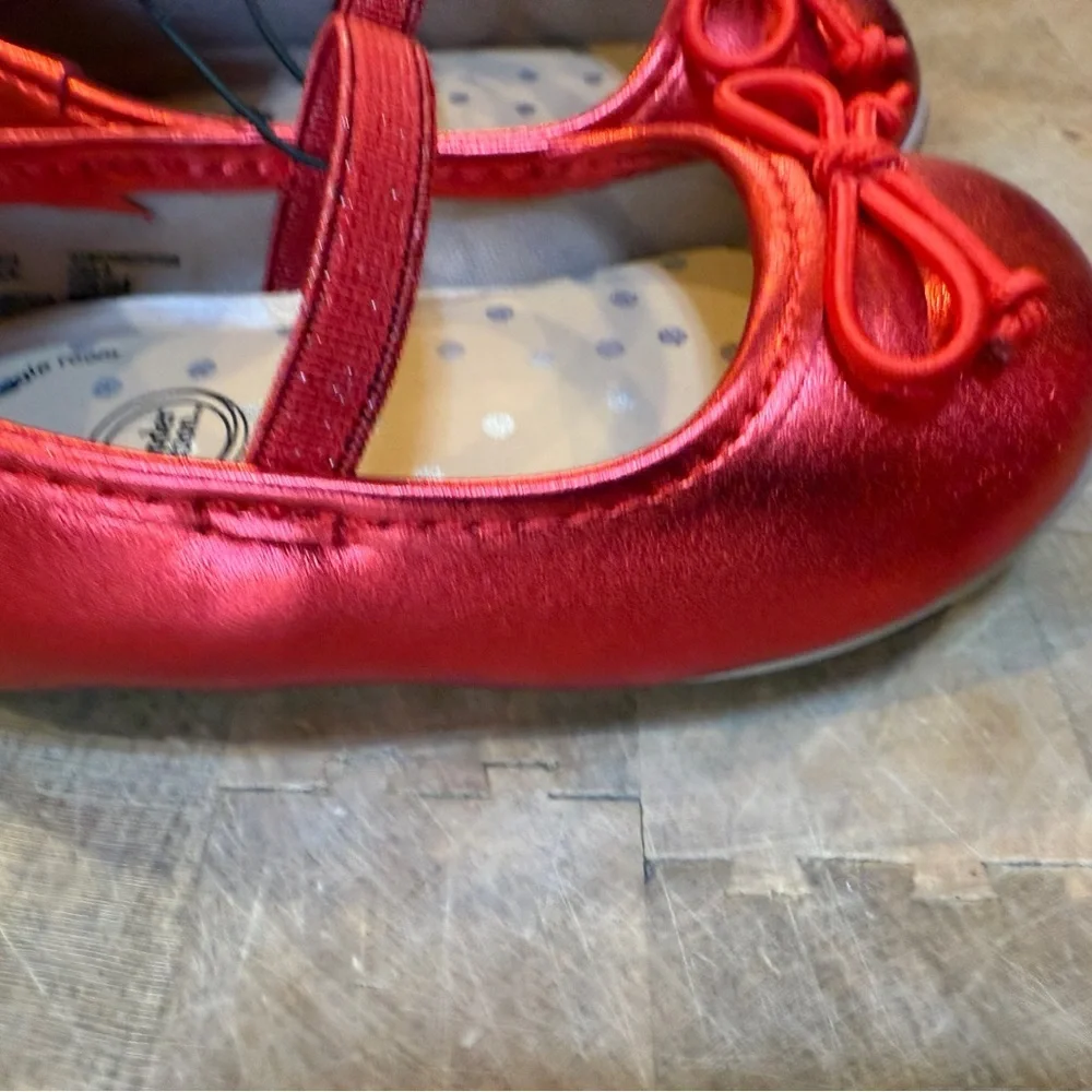 wonder nation Shiny Red Girls' sz 4 Mary Jane Flats with Bow Girls NEW